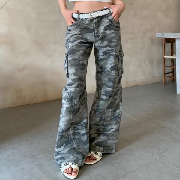 Camouflage Zipper Three-dimensional Pocket Denim Overalls