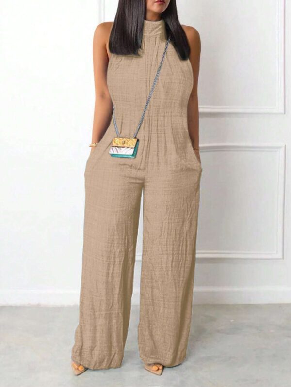 Sleeveless Halter Ruffled Young Women's Jumpsuit