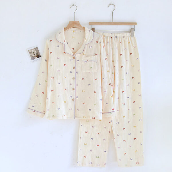 Cute Bow Crepe Pajama Set